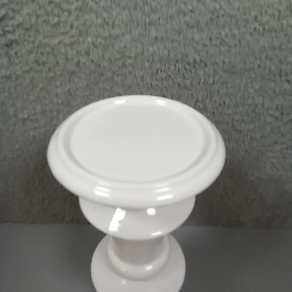 Modern White Ceramic Tiered Candlestick Holder‎ Sculptural Pillar Stand 12.5